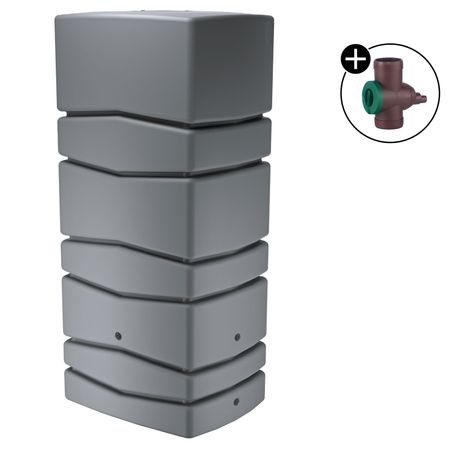 Regentonne Neptun grau 650 Liter mit Regensammler Inox braun
