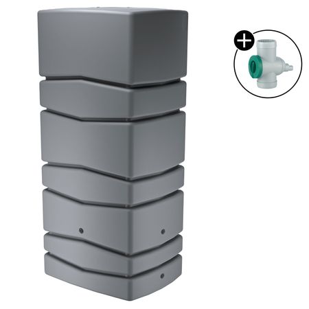 Regentonne Neptun grau 650 Liter mit Regensammler Inox grau
