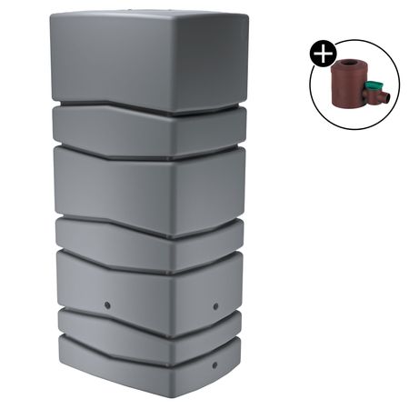 Regentonne Neptun grau 650 Liter mit Regensammler mit Hahn braun 