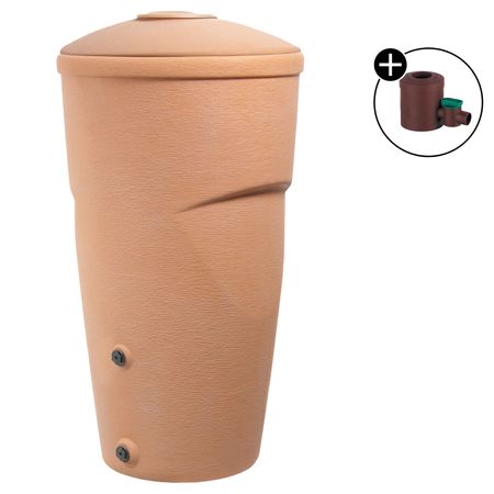 Regentonne Arena terracotta 270 Liter mit Regensammler mit Hahn braun 
