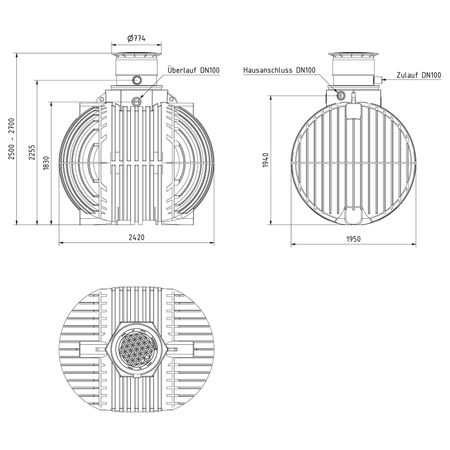 Florantia Aktion Zisterne 5000 Liter Standard II Abmessungen