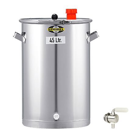 Gärbehälter Edelstahl 350 mm D, 45 ltr. inkl. V2A Ablasshahn