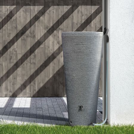Regentonne granitgrau VARESE 210 Liter Frontansicht