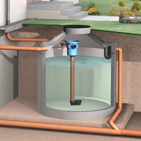 Betonzisterne Basket mit Abd. 5 to. Korbfilter INOX für Haus und Garten Illustration