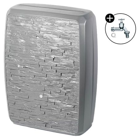 Regentonne Multitank grau 250 Liter mit Wasserhahn chrom