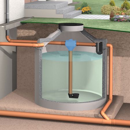 Betonzisterne mit Inlinefilter für Haus und Garten Illustration