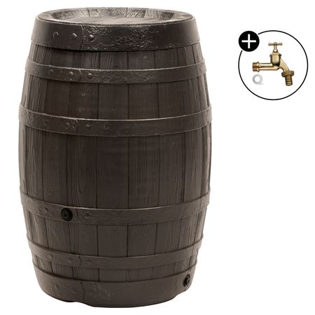 Regentonne Bordeaux braun 430 Liter mit Wasserhahn messing