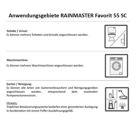 RAINMASTER Favorit 55 SC vollautomatische Pumpstation Einsatzgebiete