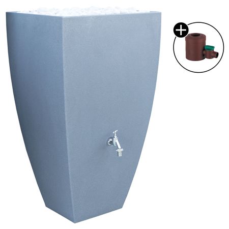 Regentonne Modena grau 200 Liter mit Regensammler mit Hahn braun 