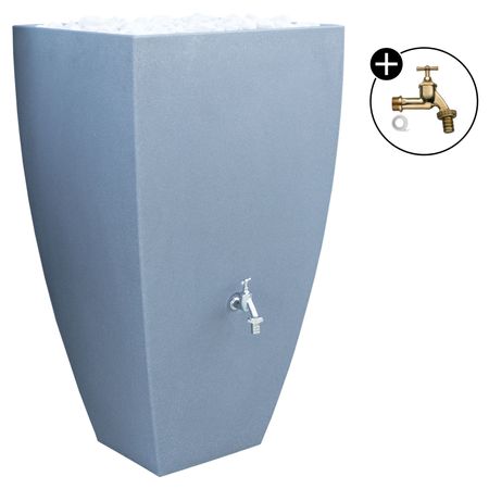 Regentonne Modena grau 200 Liter mit Wasserhahn messing 