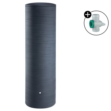 Regentonne anthrazit NOVARA 500 Liter mit Regensammler Inox grau