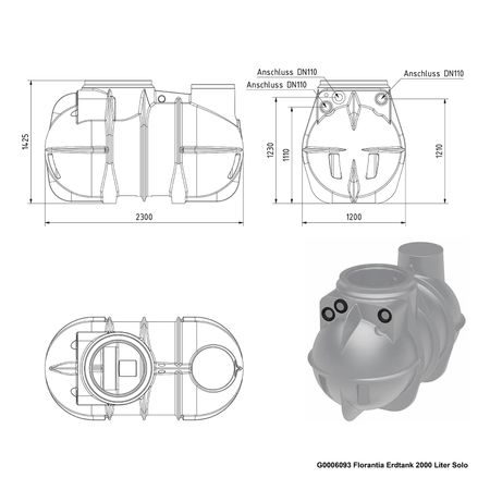 G0006093 Florantia Erdtank 2000 Liter Solo Zeichnung