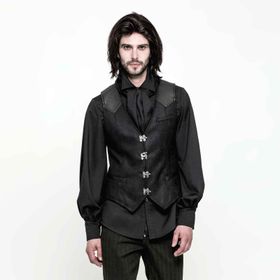 Punk Rave Herren Steampunk Weste Gothic Viktorianische Weste V-Ausschnitt Slim Fit Einreihig Paisley Kleid Weste