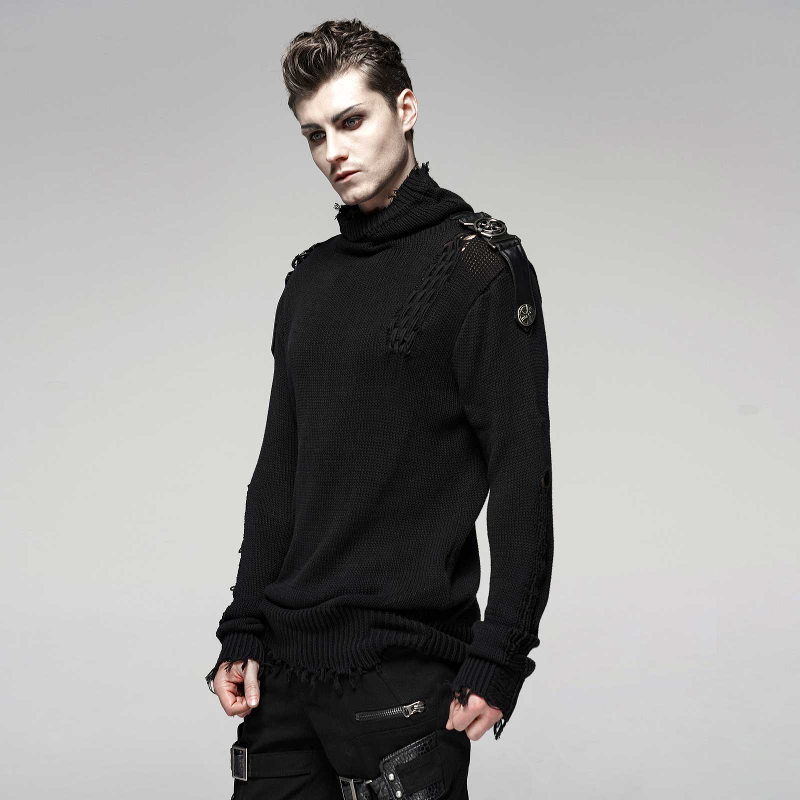 Punk Rave Skull Unit Knit Sweater Gothic Knitted Jumper Mens Black ...