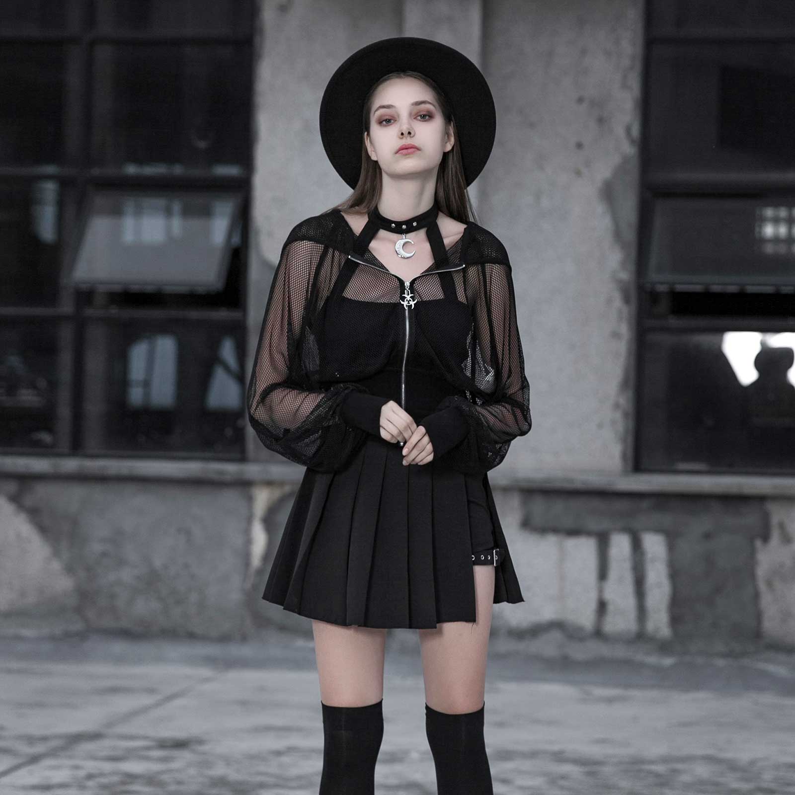 black fishnet jacket