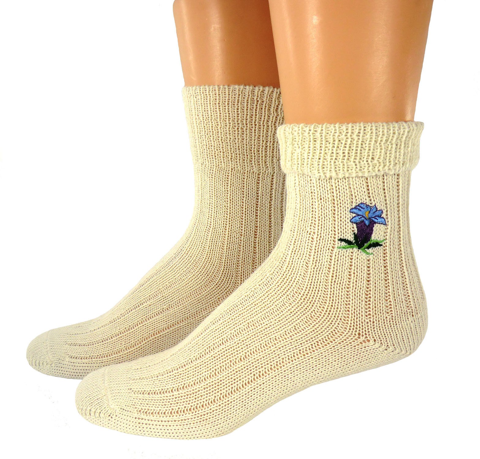 Shimasocks Damen/Herren Wollsocken ohne Gummi Stickmotiv