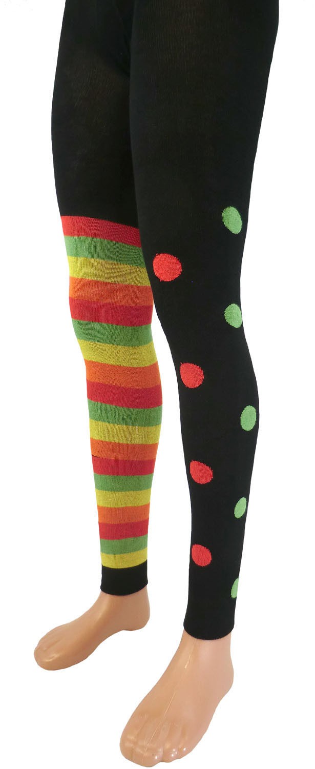 Shimasocks Damen Legging ein Bein Ringel ein Bein Punkte