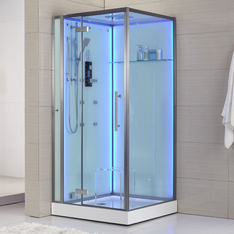 Dampfdusche Dampfkabine Dusche weiß mit beleuchteter Rückwand DZ 989-1