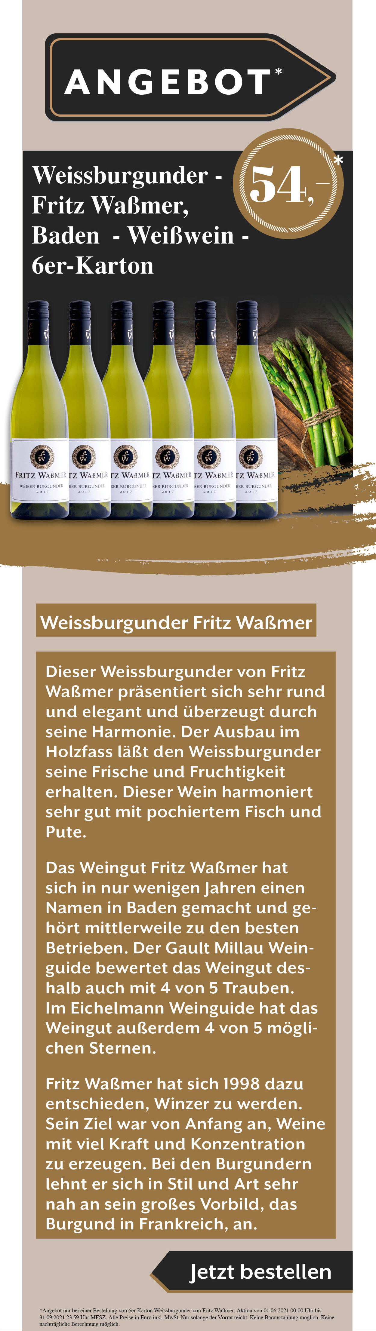 Wein Weissburgunder Angebot Rabatt Weißwein Rotwein Rose Fritz Waßmer Gault Millau Weinguide