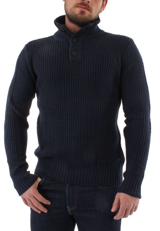 Solid Pullover Men KNIT RIVER Insigna Blue Ansicht