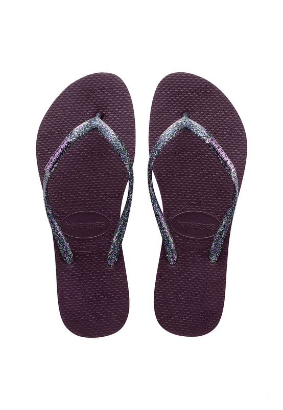 havaianas Zehentrenner SLIM LOGO METALLIC 4119875 3743 Aubergine Silver Lila Ansicht
