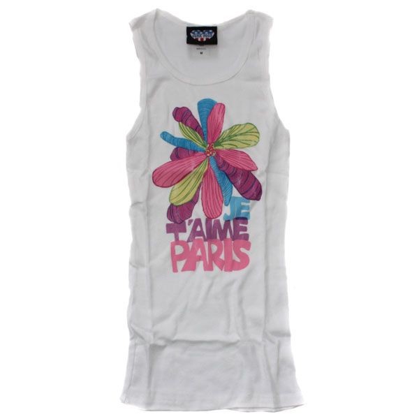 Junk Food Tank Top Je T`aime Paris Flower Women - Weiss Ansicht