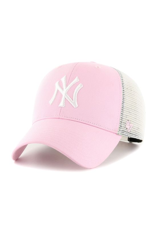 47 Brand Flagship Trucker MVP Snapback Cap NY YANKEES B-FLGSH17GWP-PT Rosa Weiß Ansicht