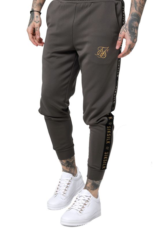 SikSilk Jogger Herren CUFFED CROPPED TAPED JOGGERS SS-14646 Cement Ansicht