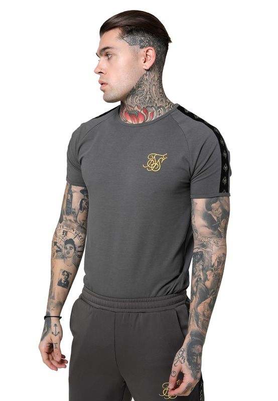 SikSilk T-Shirt Herren S/S RAGLAN TAPE GYM TEE SS-14965 Cement Grau Ansicht