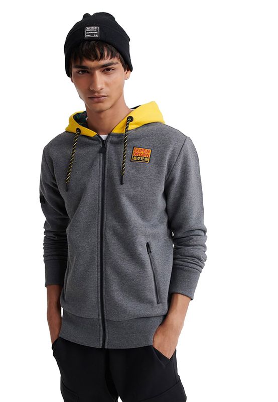 Superdry Zipper Herren CRAFTED CHECK ZIP HOOD Graphite Dark Marl Ansicht