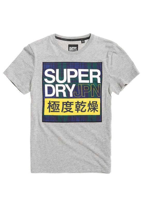 Superdry T-Shirt Herren CRAFTED CHECK TEE Grey Marl Ansicht
