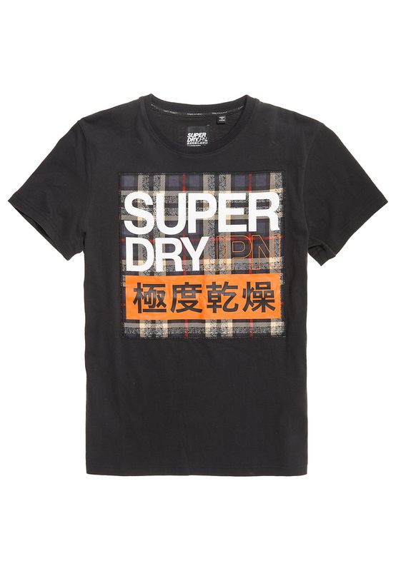 Superdry T-Shirt Herren CRAFTED CHECK TEE Black Ansicht