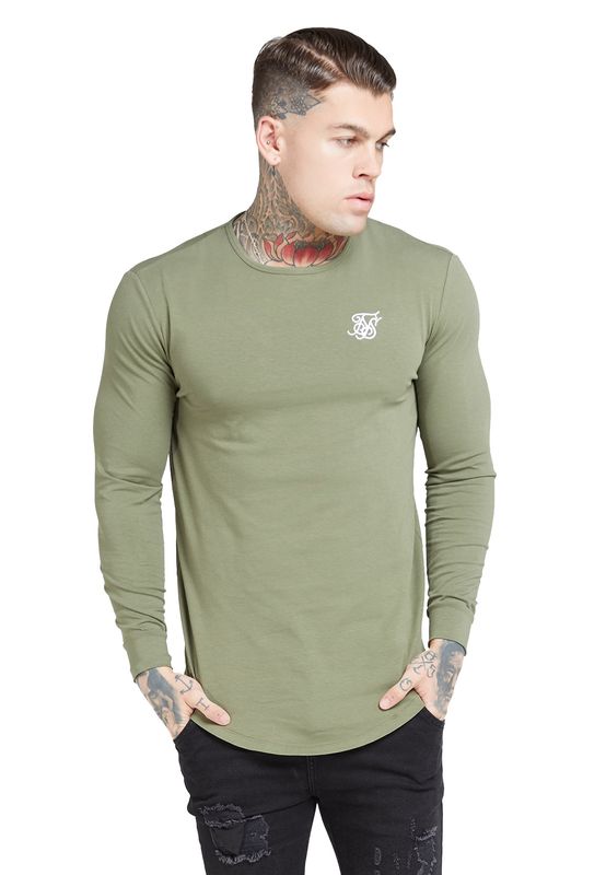 SikSilk T-Shirt Herren L/S CORE GYM TEE SS-15819 Khaki Ansicht