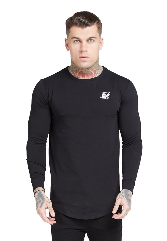SikSilk T-Shirt Herren L/S CORE GYM TEE SS-15822 Jet Black Ansicht