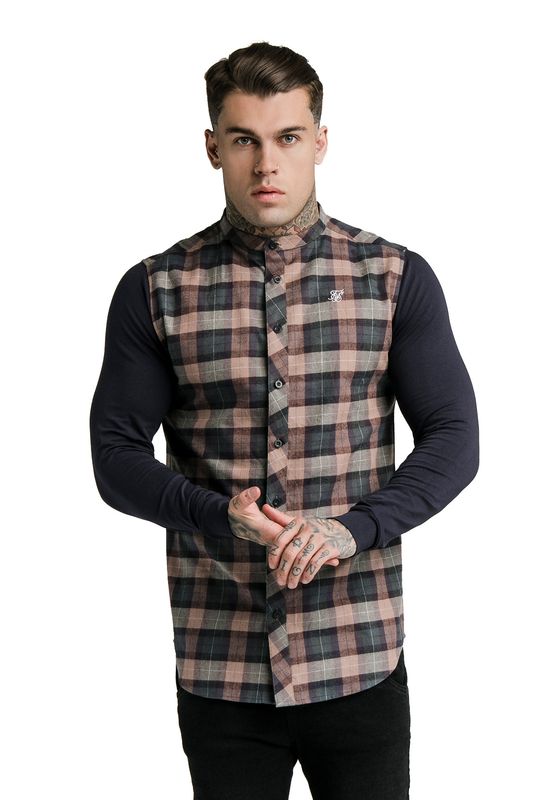 SikSilk Hemd Herren FLANNEL CHECK GRANDAD SHIRT SS-15867 Mehrfarbig Ansicht