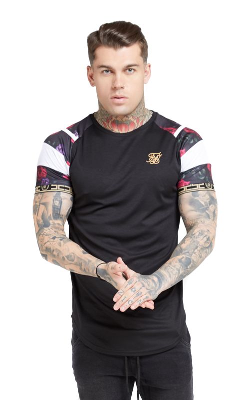 SikSilk T-Shirt Herren S/S RAGLAN SPRINT TAPE TEE SS-15637 Schwarz Ansicht