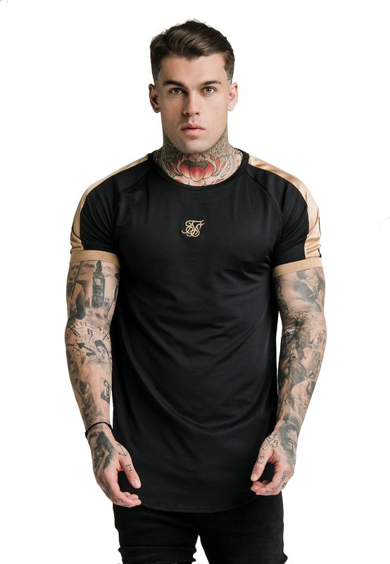 SikSilk T-Shirt Herren S/S Inset Cuff Tech Tee SS-15602 Schwarz Ansicht
