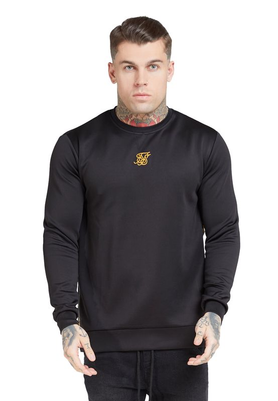 SikSilk Sweatshirt Herren SIDE ZIP CREW SWEAT SS-15644 Schwarz Ansicht