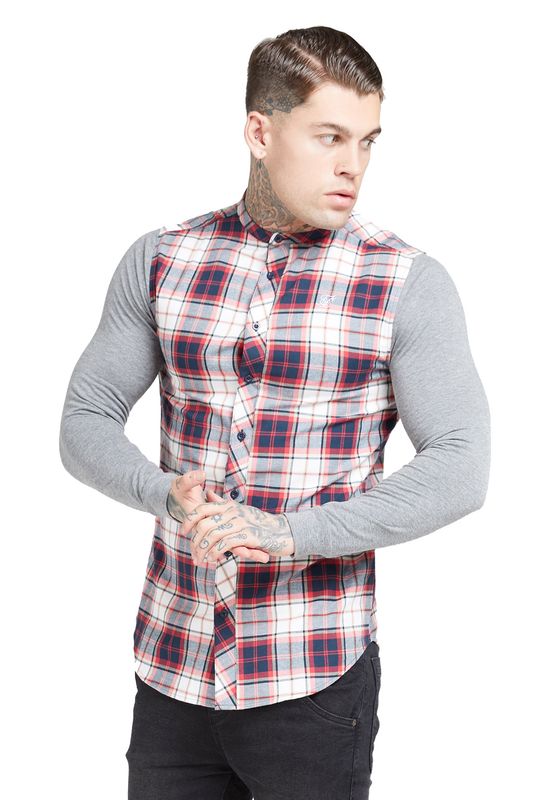 SikSilk Hemd Herren FLANNEL CHECK GRANDAD SHIRT SS-15868 Mehrfarbig Ansicht