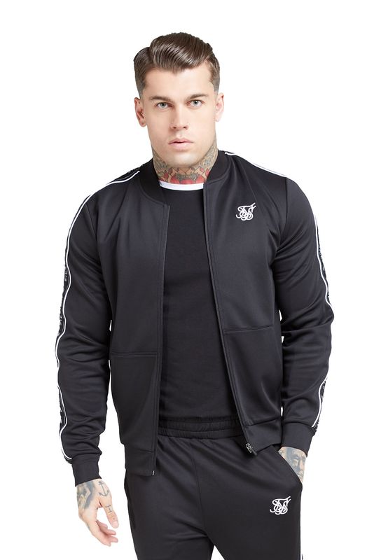 SikSilk Jacke Herren PANEL TAPE BOMBER SS-15426 Schwarz Ansicht