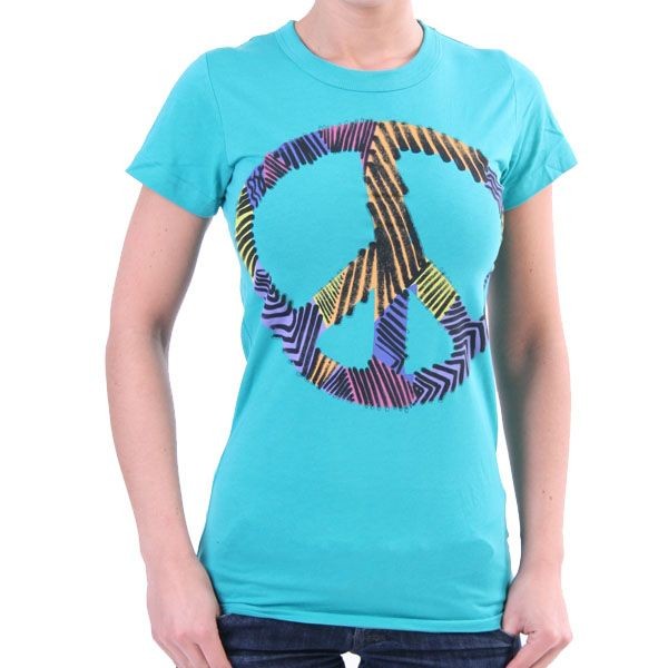 Junk Food T-Shirt Women - Peace Sign - Türkis Ansicht