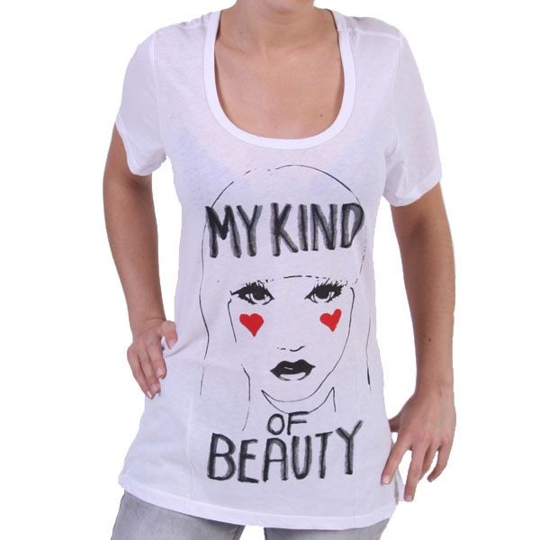 Junk Food Boyfriend T-Shirt Women - My Kind of Beauty - Weiss Ansicht