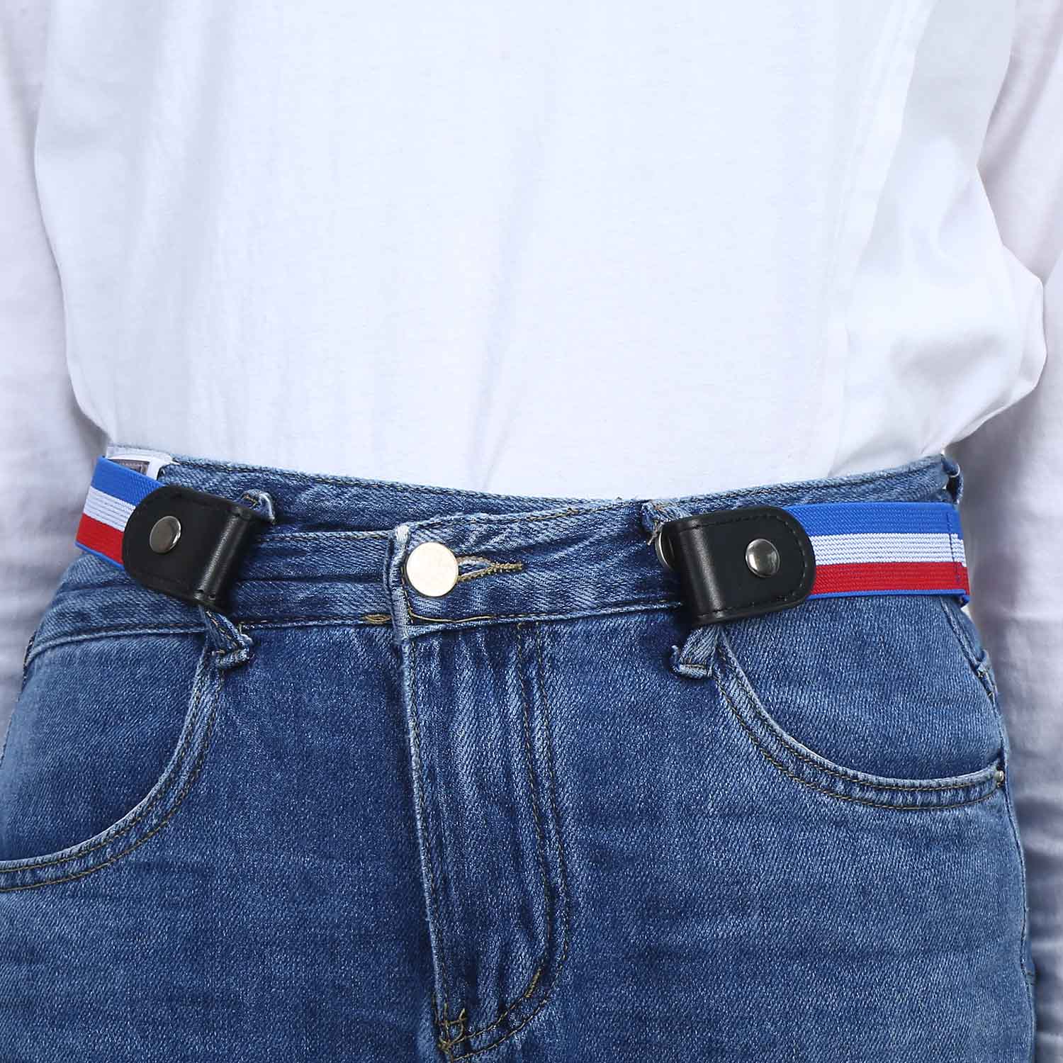 Jeans Gürtel Rot Weiß Blau Streifen elastisch | WLC |  WorldLifestyleCollection | Stoffgürtel