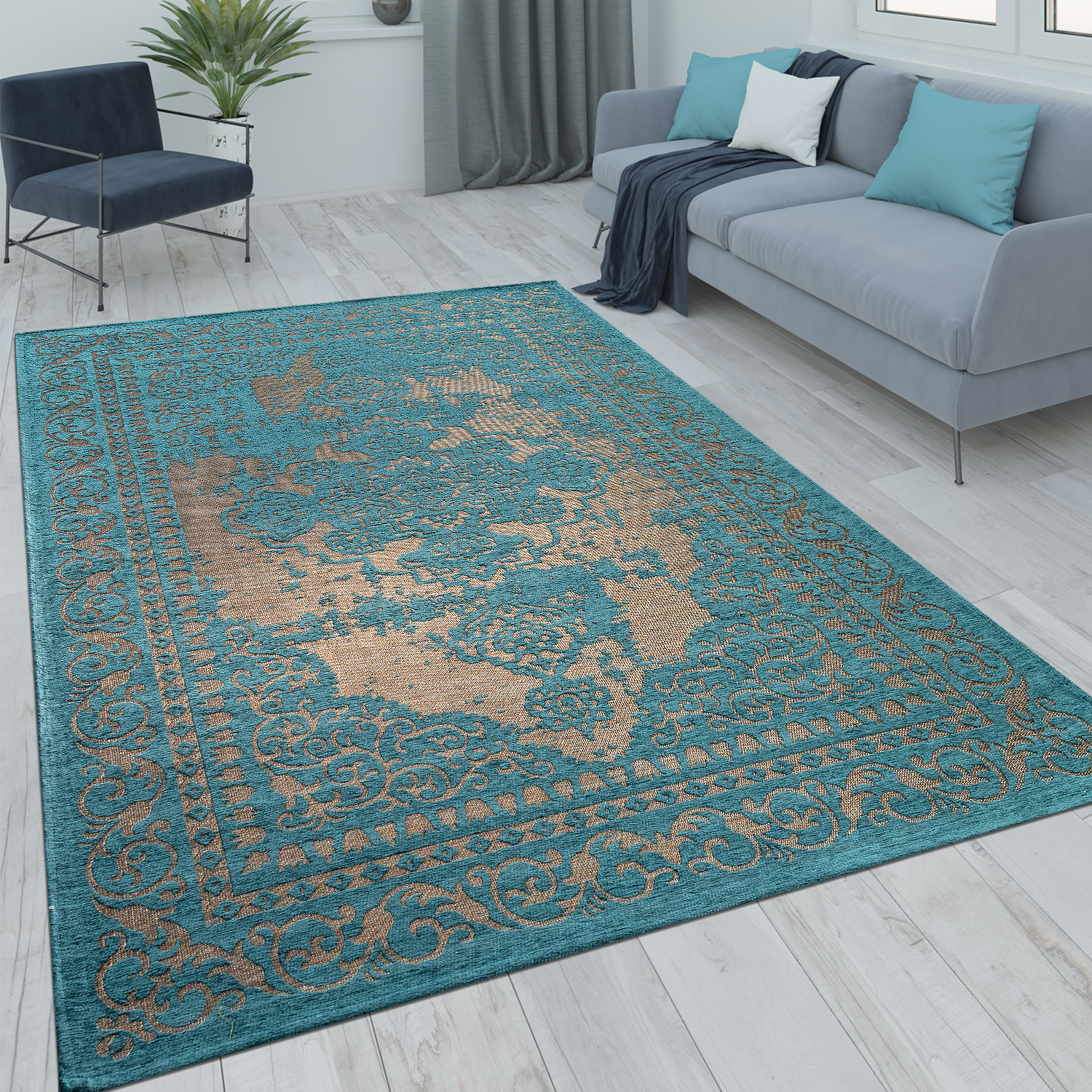 38+ schlau Bilder Vintage Teppich Türkis - Vintage Teppich Blau Türkis in 380x290 (1001-167229) bei ... : Deswegen ist der patchworkteppich etwas ganz besonderes, denn.