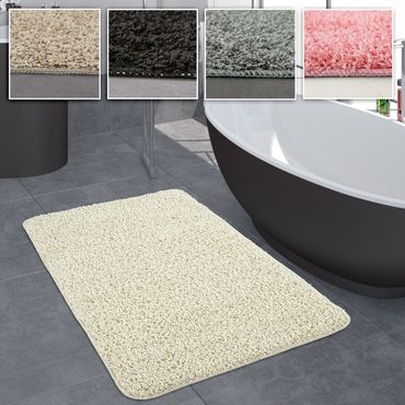 Badezimmer Teppich Einfarbig Hochflor Grau | TeppichCenter24