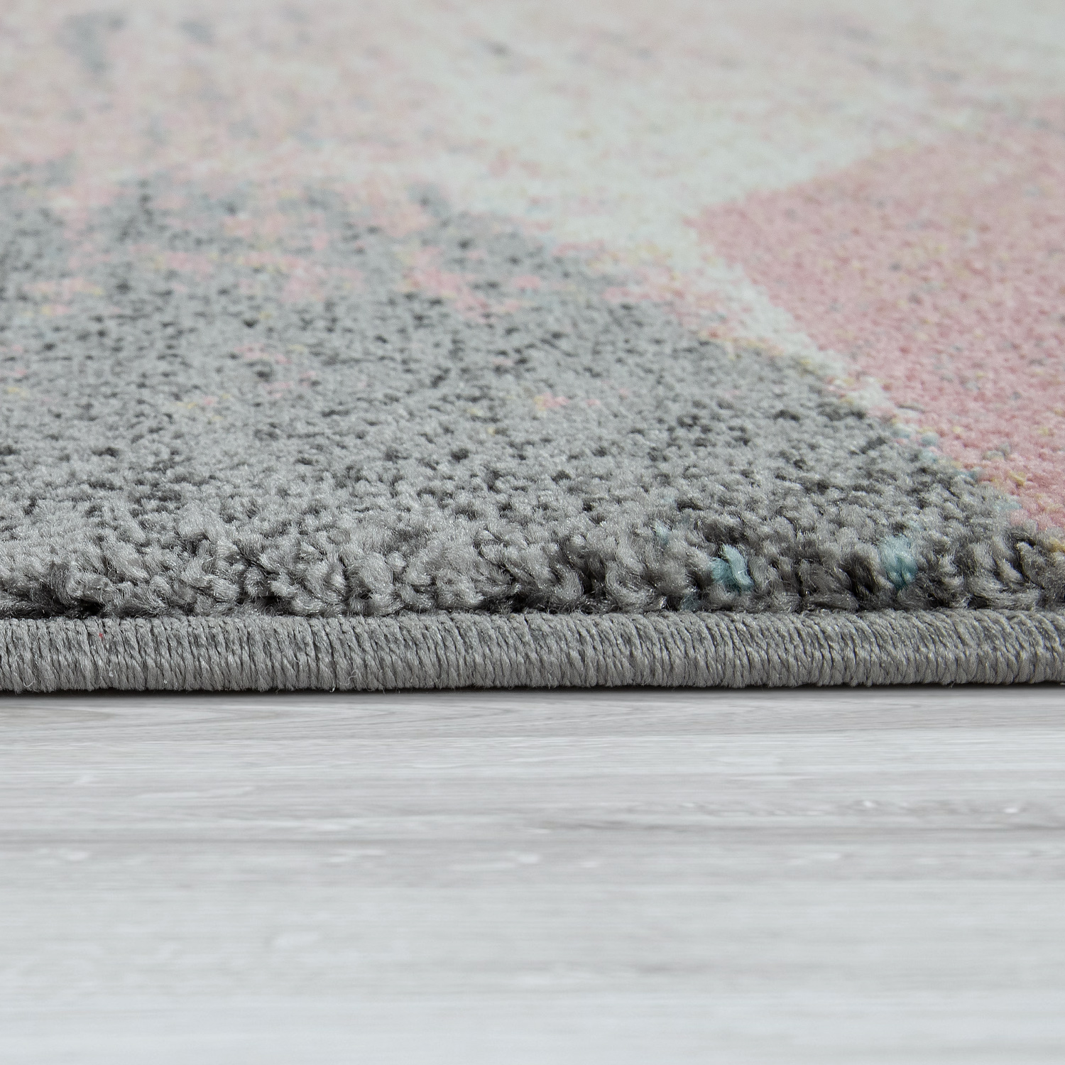 Kurzflor-Teppich Used-Look Rosa Bunt | TeppichCenter24