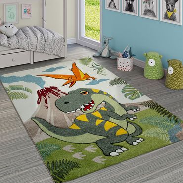 Modernen Teppich 80X80Cm CYSGJ Kinder Cartoon Teppich Cartoon Dinosaurier Runden Teppich Wohnzimmer Dekorativen Teppich Kinderzimmer Teppich