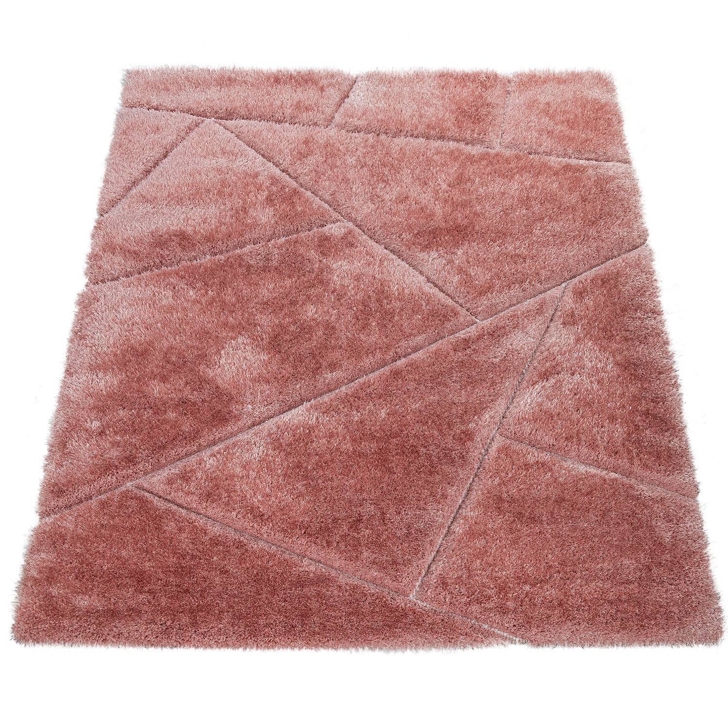 Wohnzimmer Teppich Rosa Pink Weich Shaggy Flauschig Abstrakt 3-D Muster
