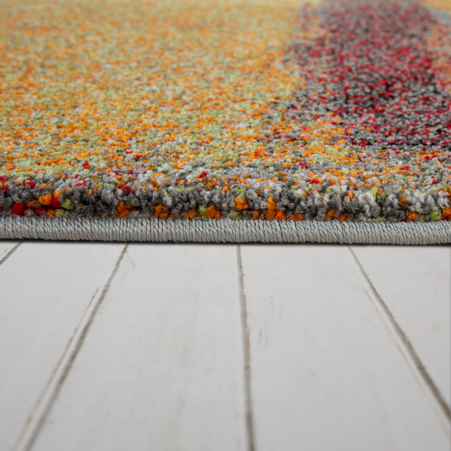 Teppich Wohnzimmer Blau Orange Bunt Gemälde Design 3-D Muster Kurzflor