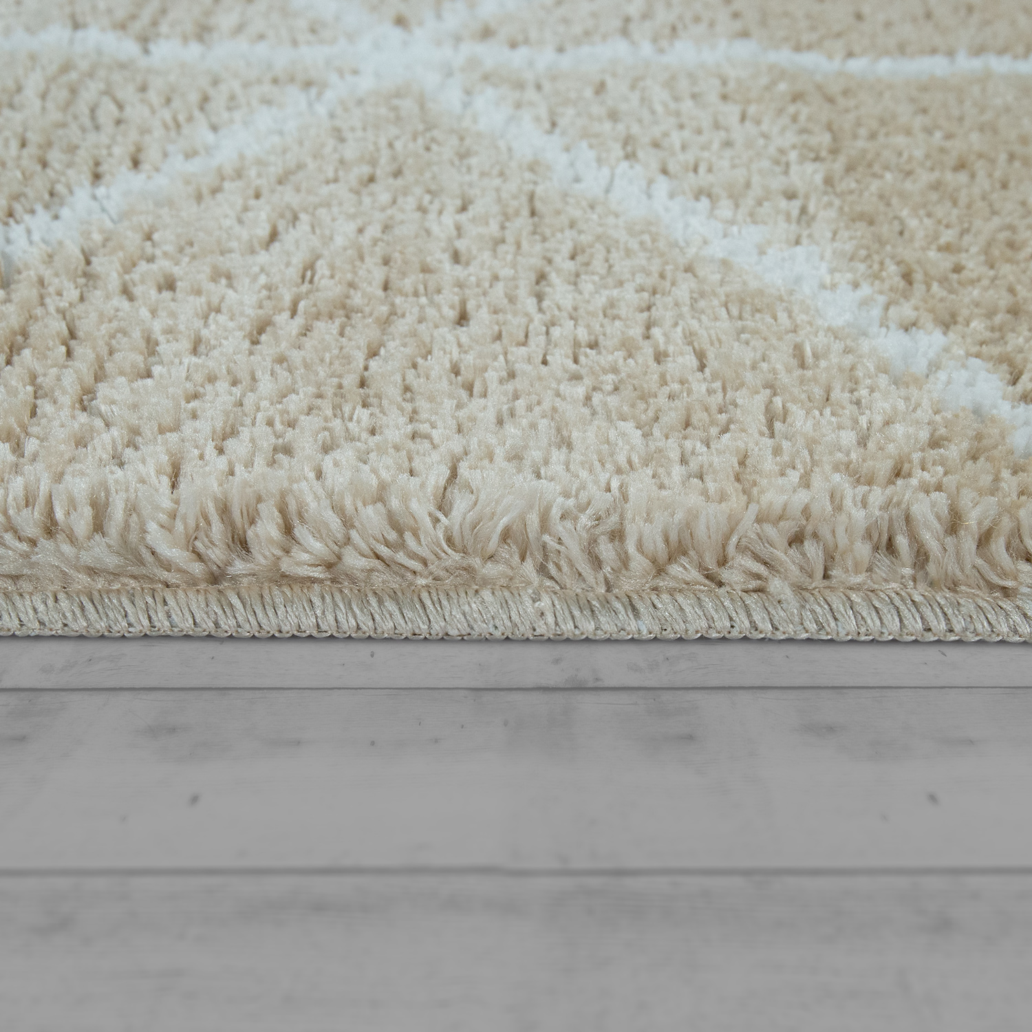 Bad-Teppich Rauten-Muster Kurzflor Beige | TeppichCenter24
